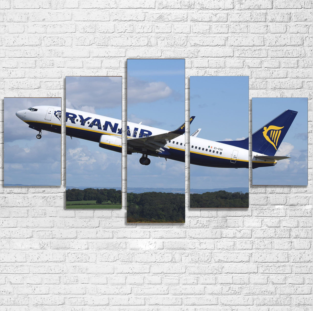 Departing Ryanair's Boeing 737 Printed Multiple Canvas Poster Aviation Shop 