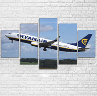 Thumbnail for Departing Ryanair's Boeing 737 Printed Multiple Canvas Poster Aviation Shop 