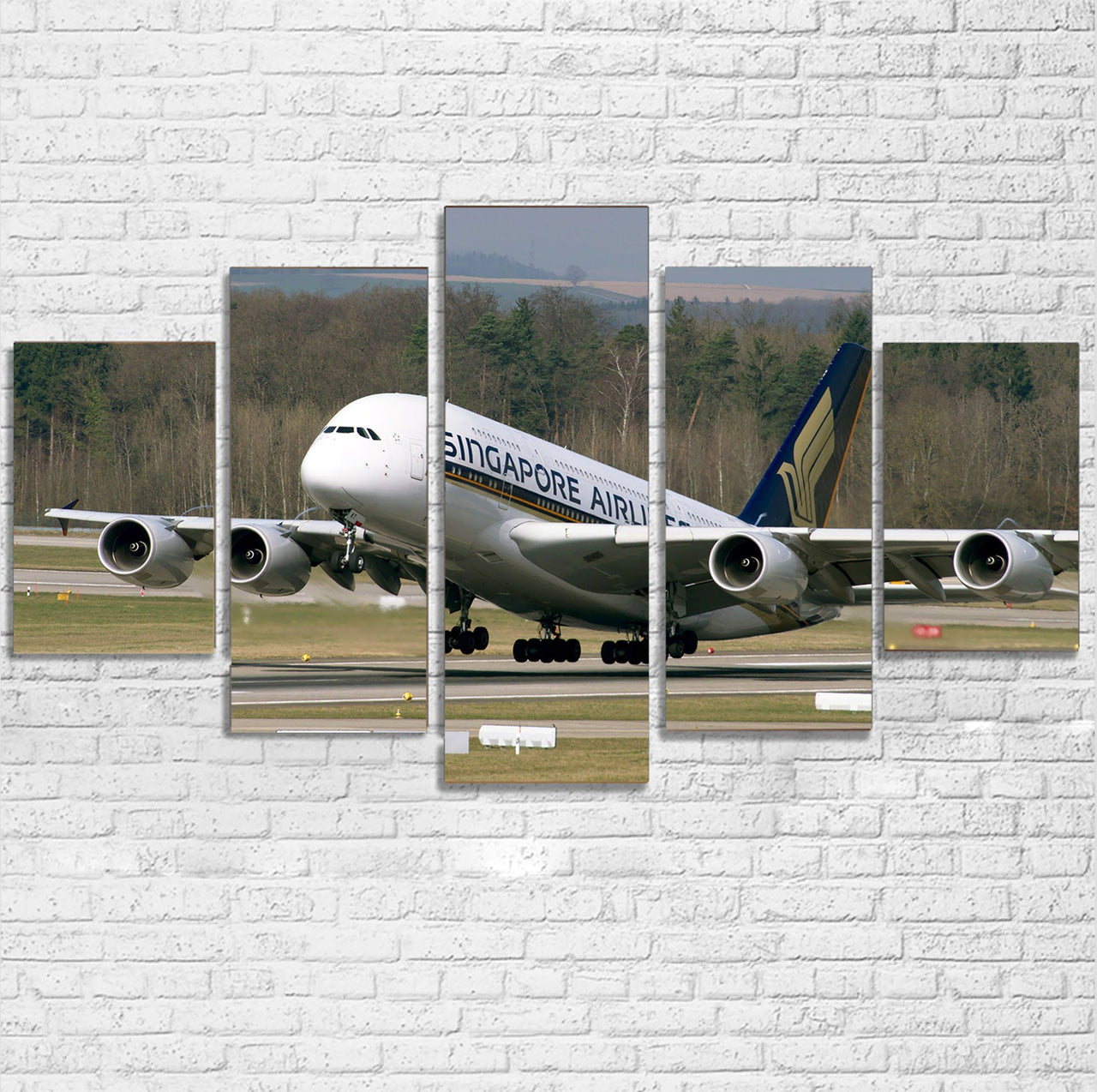 Departing Singapore Airlines A380 Printed Multiple Canvas Poster Aviation Shop 