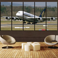Thumbnail for Departing Singapore Airlines A380 Printed Canvas Prints (5 Pieces) Aviation Shop 