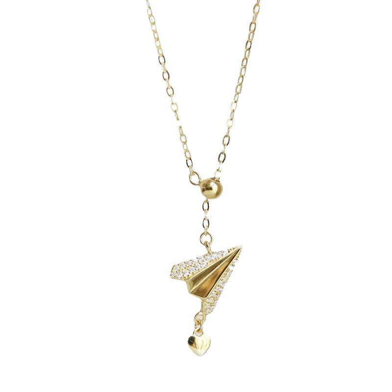 Diamond-studded Paper Airplane Necklace