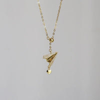 Thumbnail for Diamond-studded Paper Airplane Necklace