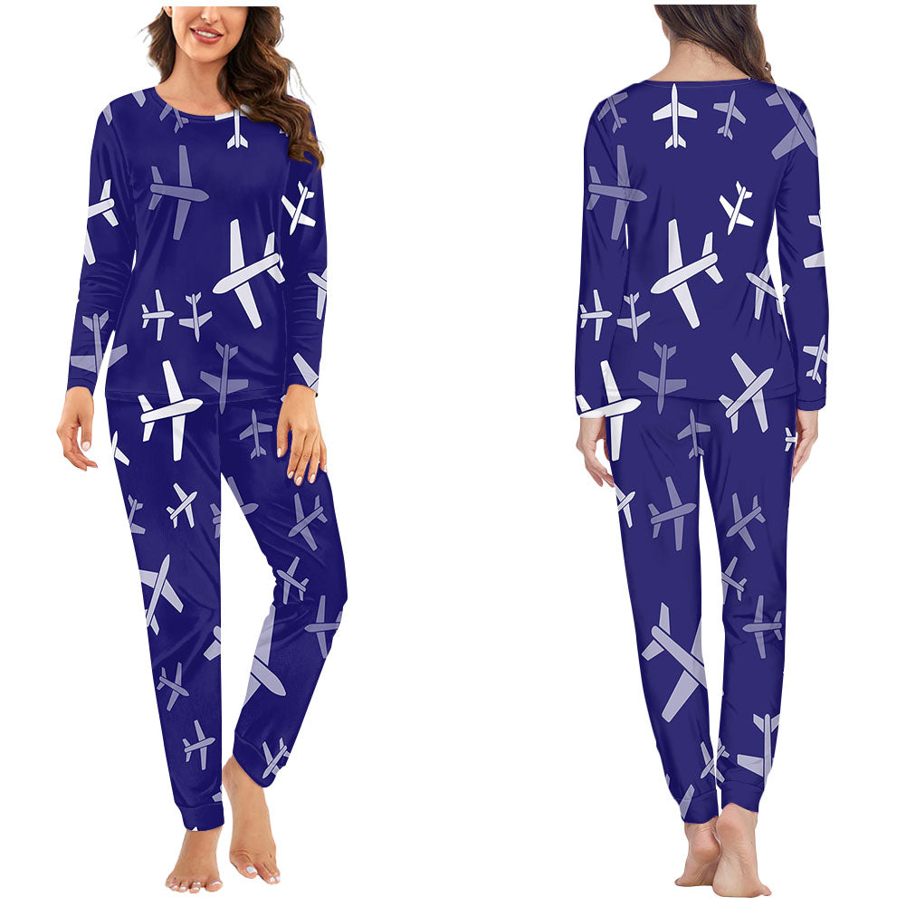 Different Sizes Seamless Airplanes Designed Women Pijamas