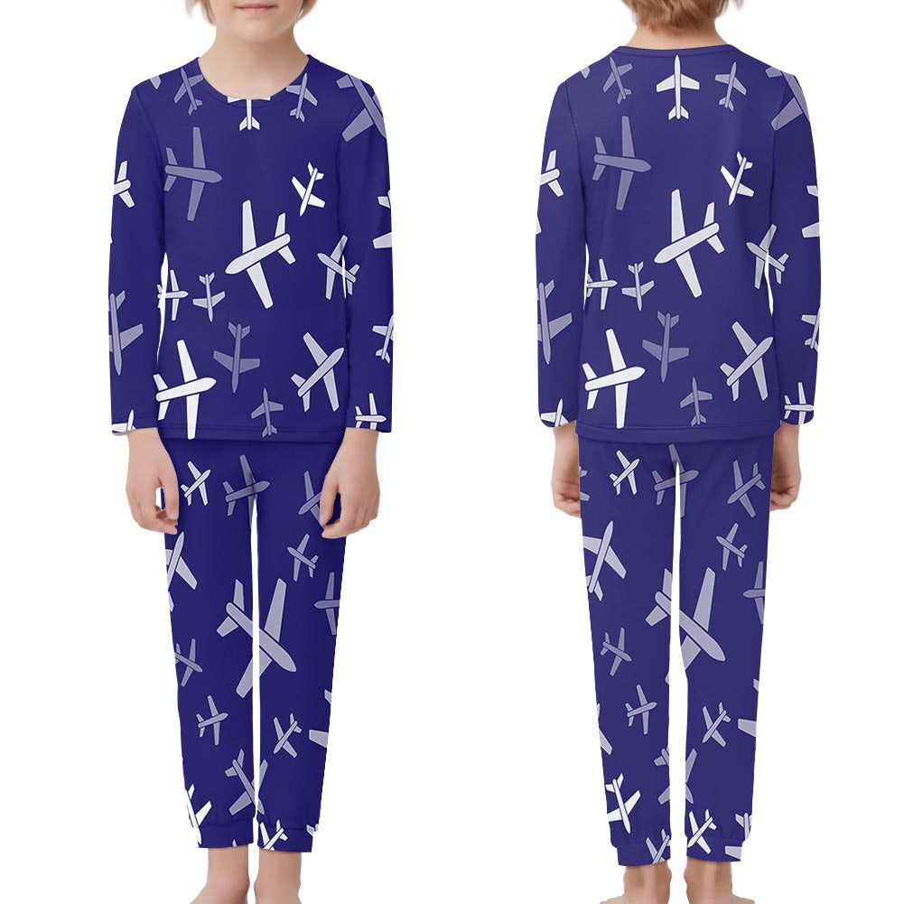 Different Sizes Seamless Airplanes Designed "Children" Pijamas