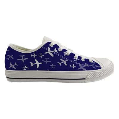 Different Sizes Seamless Airplanes Canvas Shoes (Men) aviation design on premium acrylic seamless airplane wall craft.
