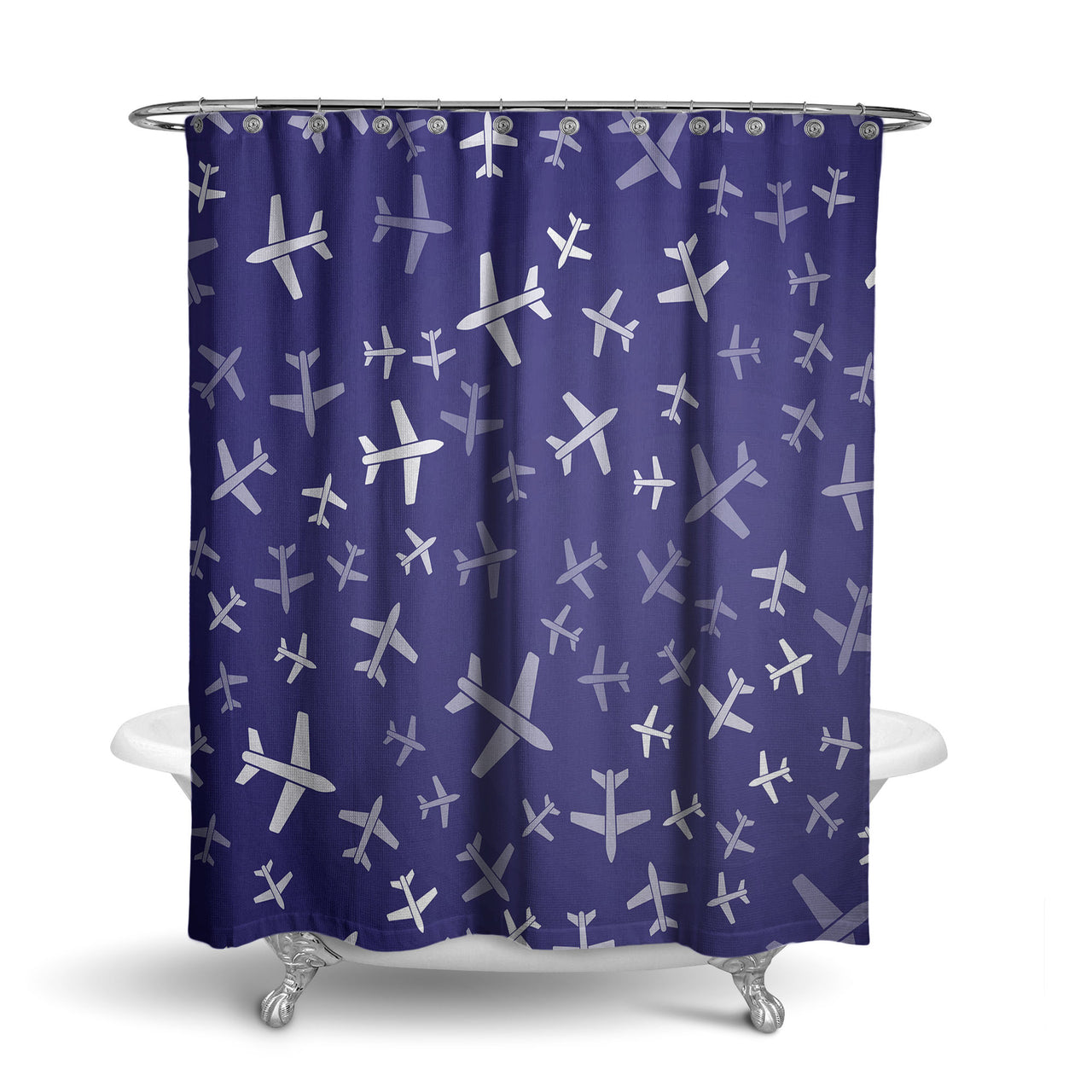 Different Sizes Seamless Airplanes Designed Shower Curtains