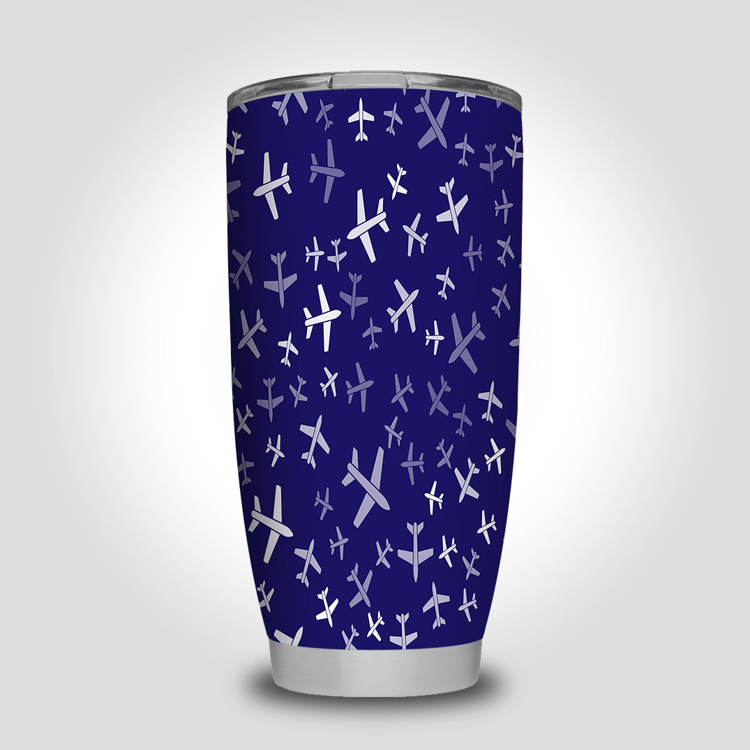 Different Sizes Seamless Airplanes Designed Tumbler Travel Mugs