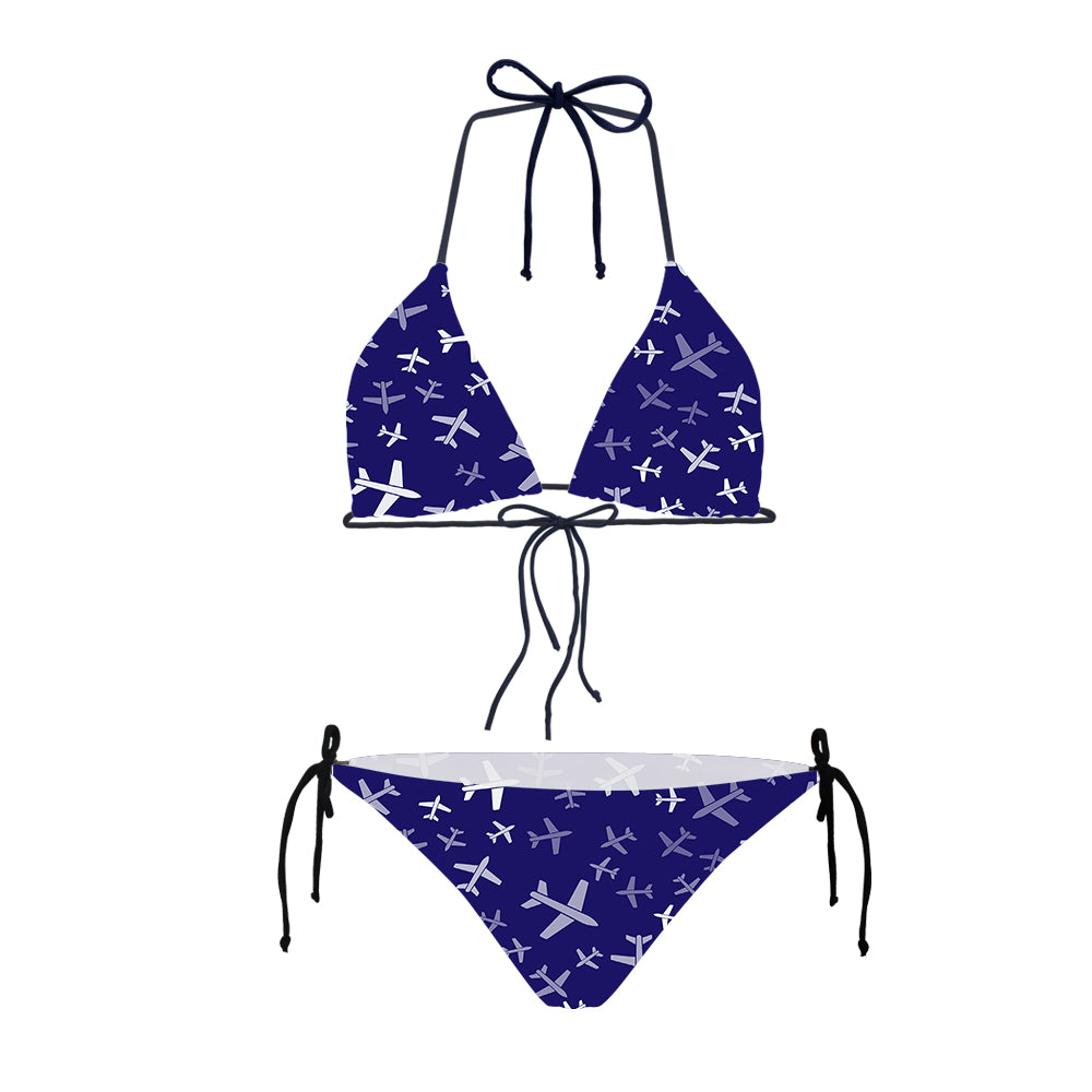 Different Sizes Seamless Airplanes Designed Triangle Bikini