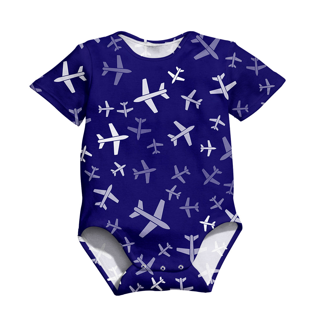 Different Sizes Seamless Airplanes Designed 3D Baby Bodysuits