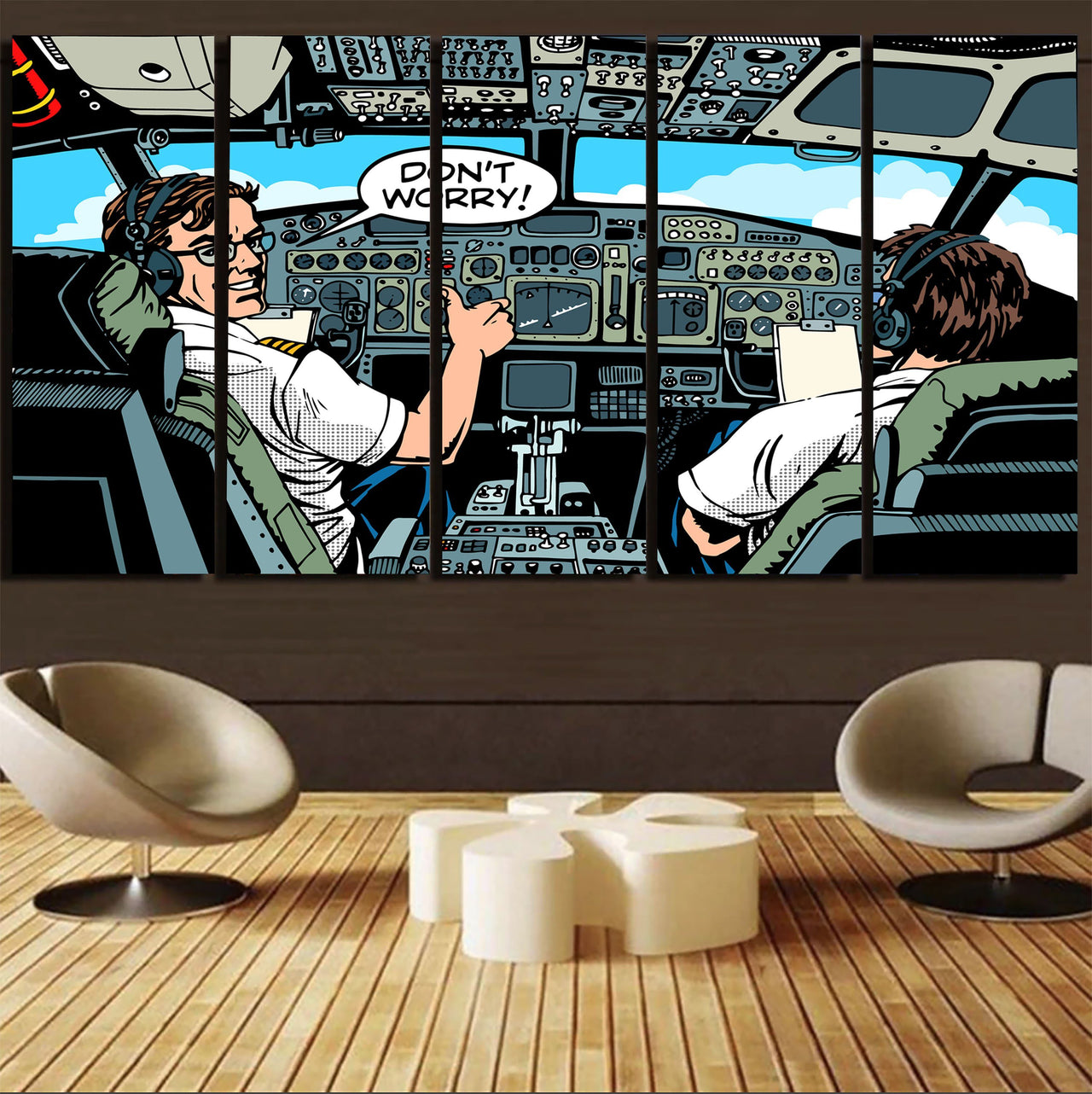 Don't Worry Thumb Up Captain Printed Canvas Prints (5 Pieces) Aviation Shop 