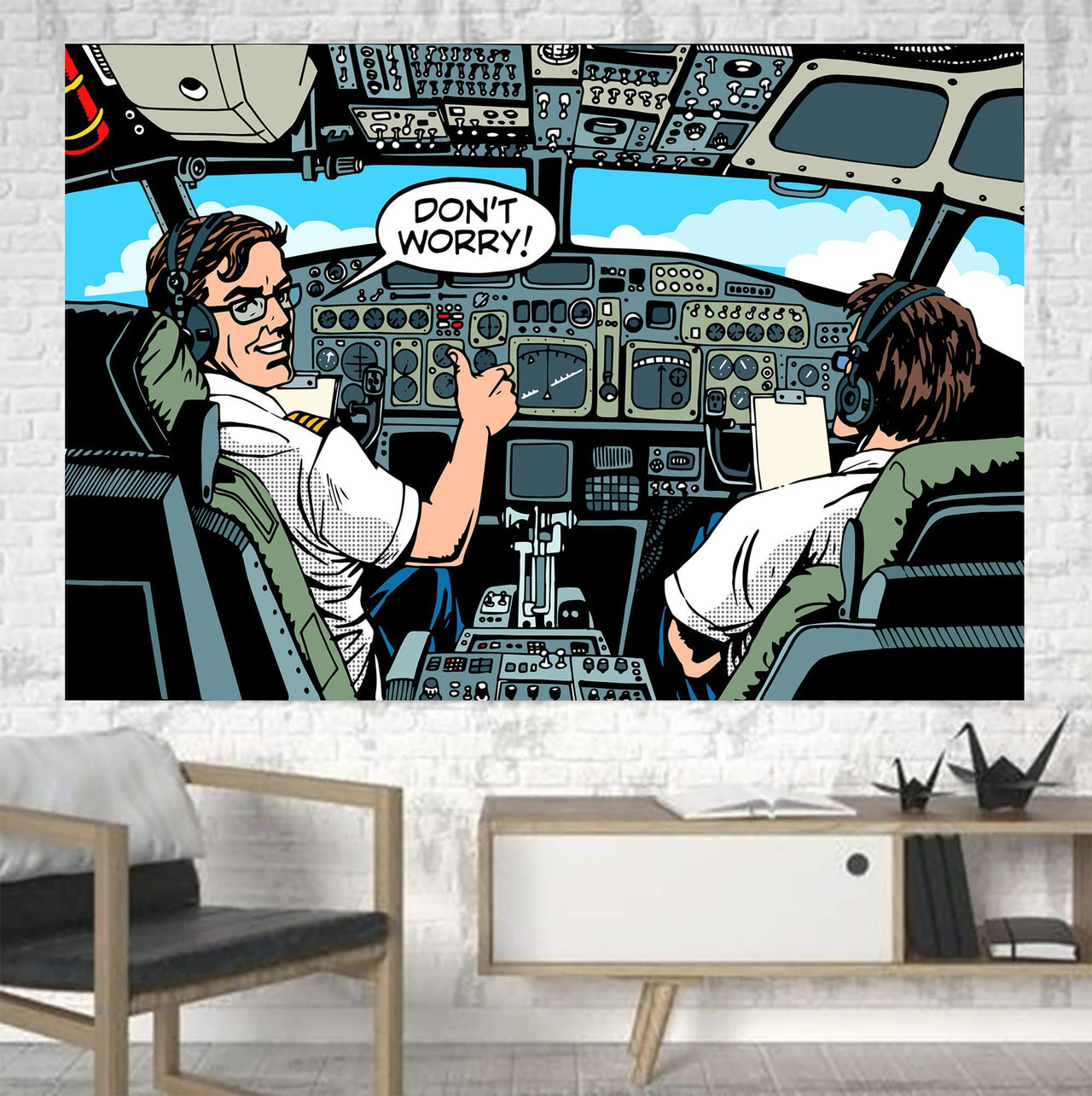 Don't Worry Thumb Up Captain Printed Canvas Posters (1 Piece) Aviation Shop 