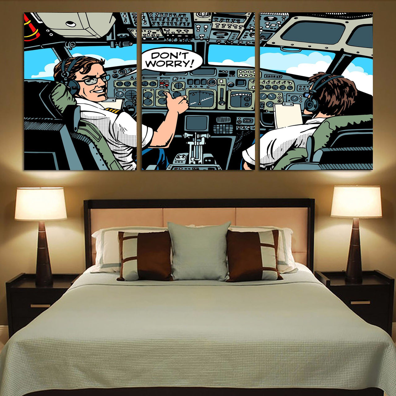 Don't Worry Thumb Up Captain Printed Canvas Posters (3 Pieces) Aviation Shop 