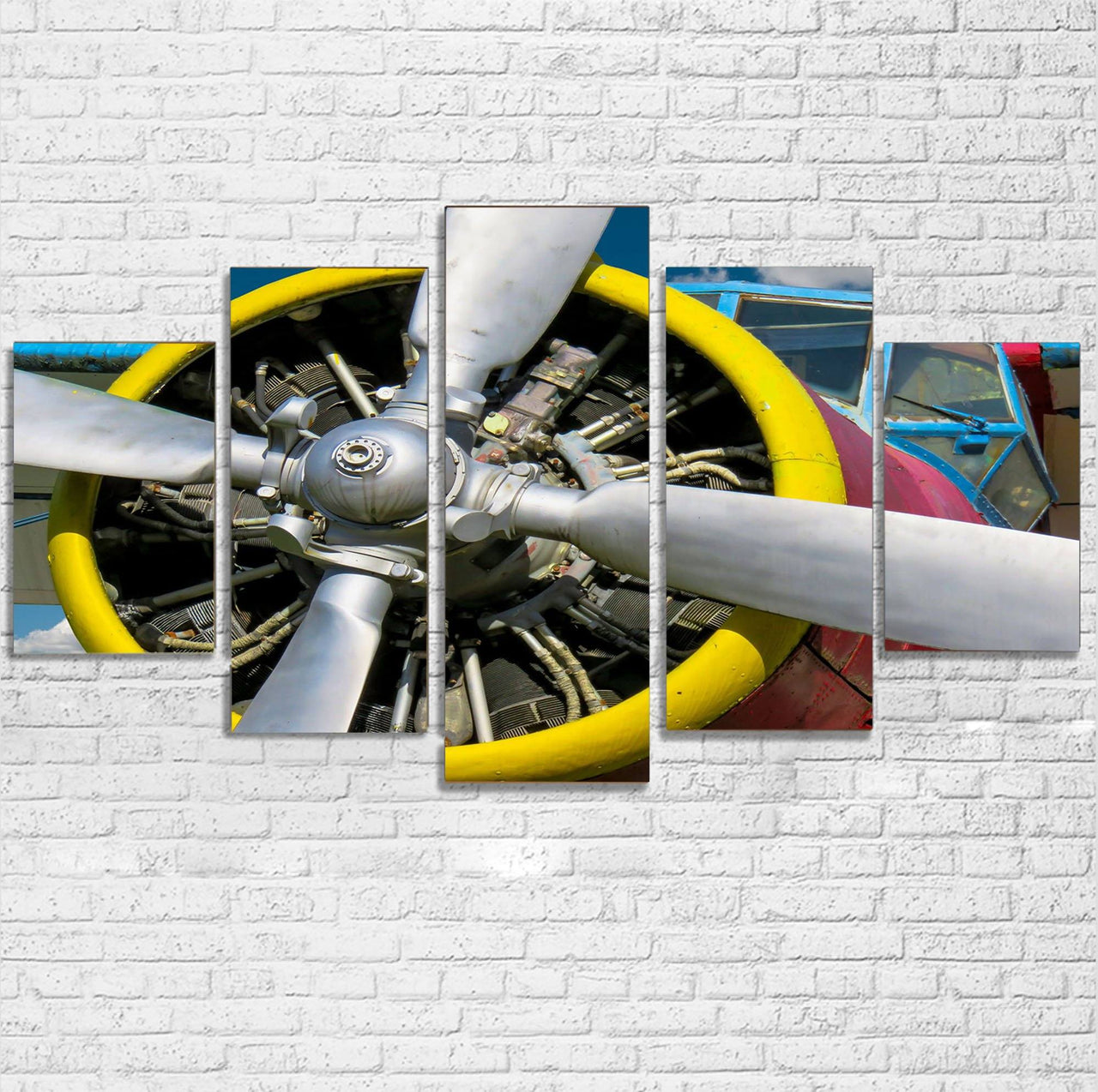 Double-Decker Airplane's Propeller Printed Multiple Canvas Poster Aviation Shop 