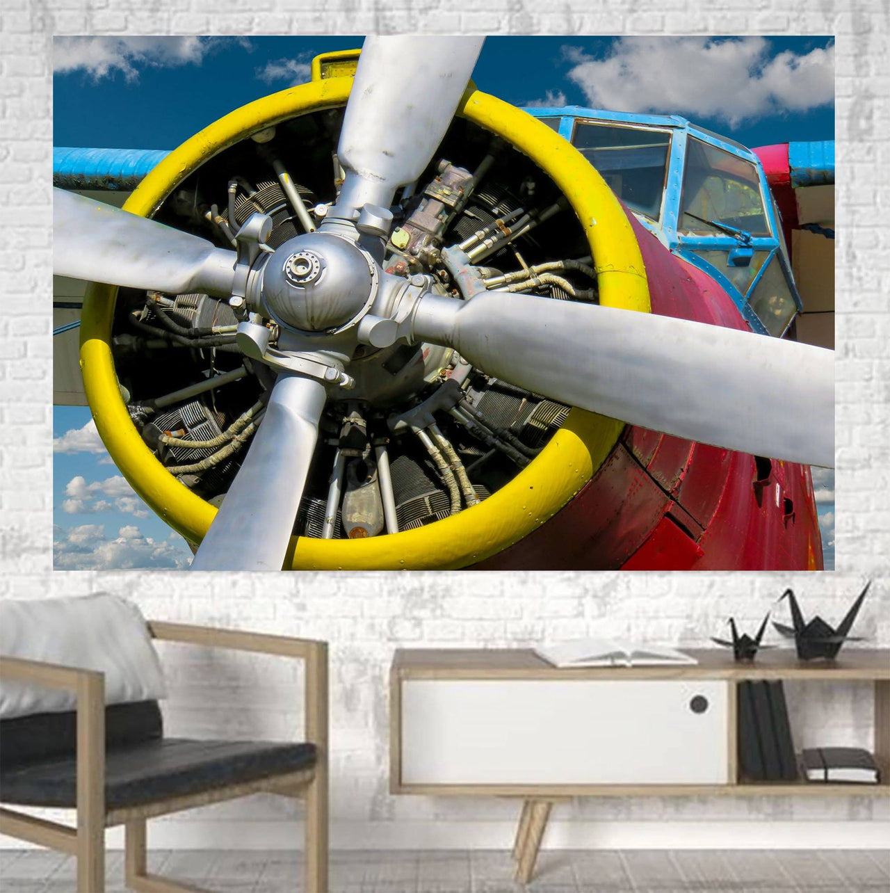 Double-Decker Airplane's Propeller Printed Canvas Posters (1 Piece) Aviation Shop 
