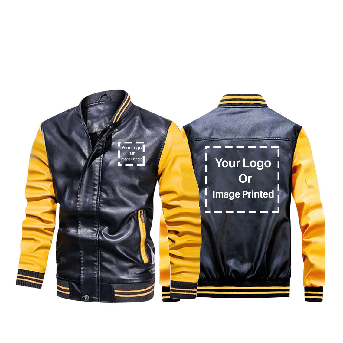Custom TWO LOGOS Stylish Leather Bomber Jackets