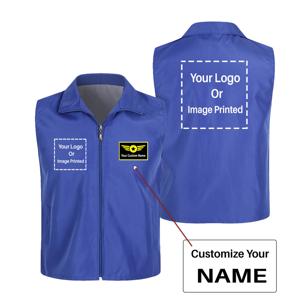 Custom Name with DOUBLE LOGO Designed Thin Style Vests