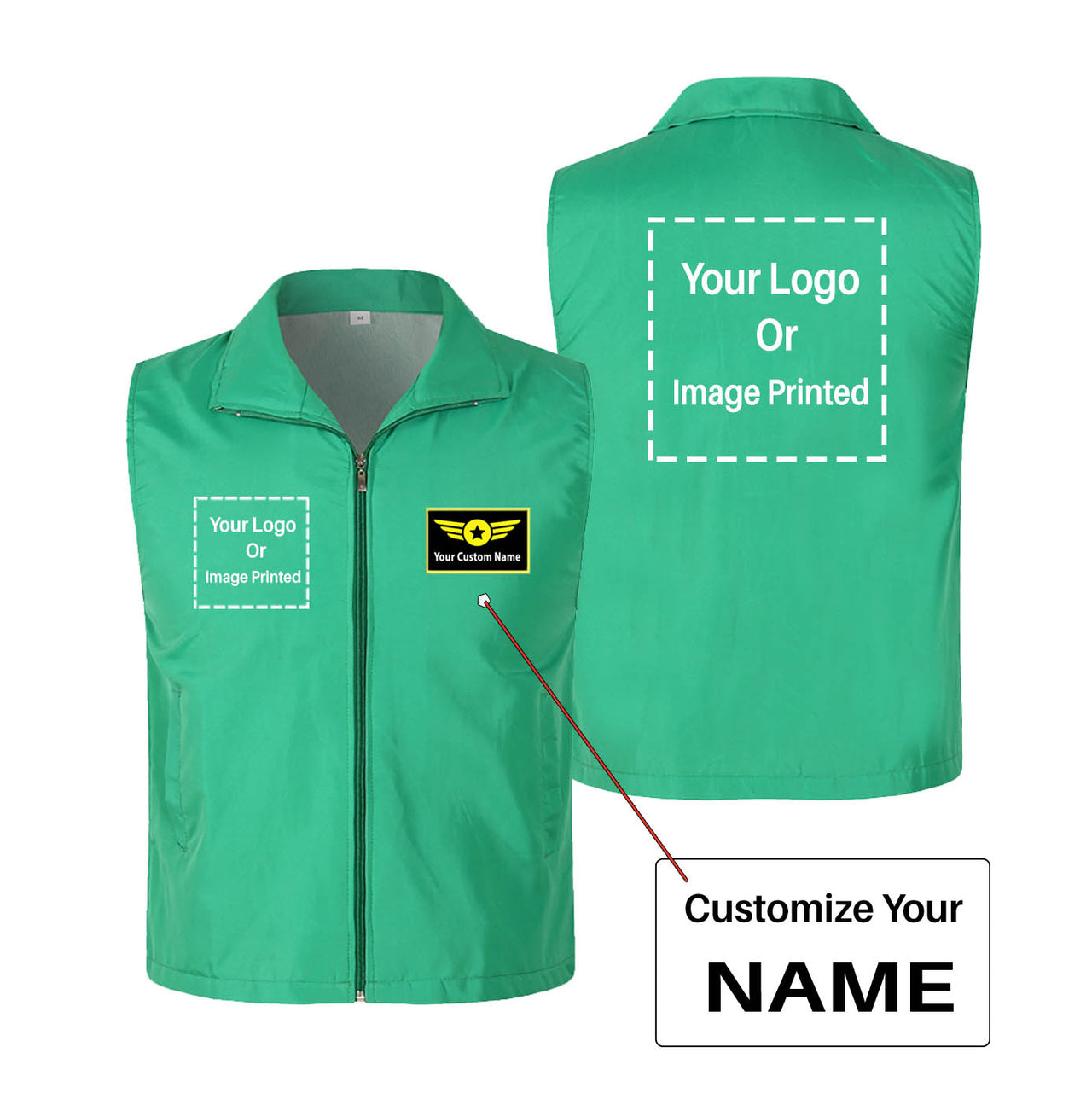 Custom Name with DOUBLE LOGO Designed Thin Style Vests