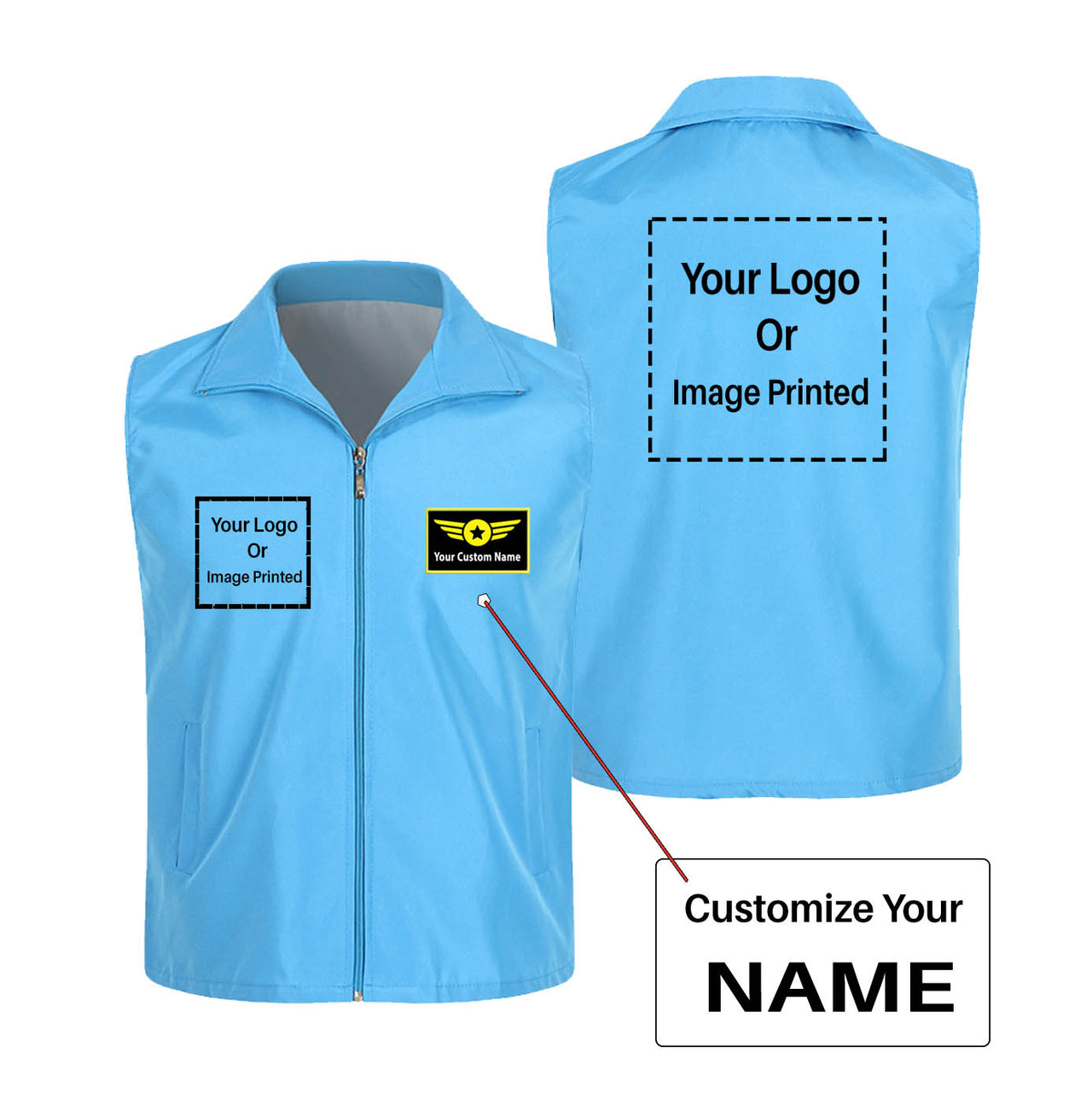 Custom Name with DOUBLE LOGO Designed Thin Style Vests