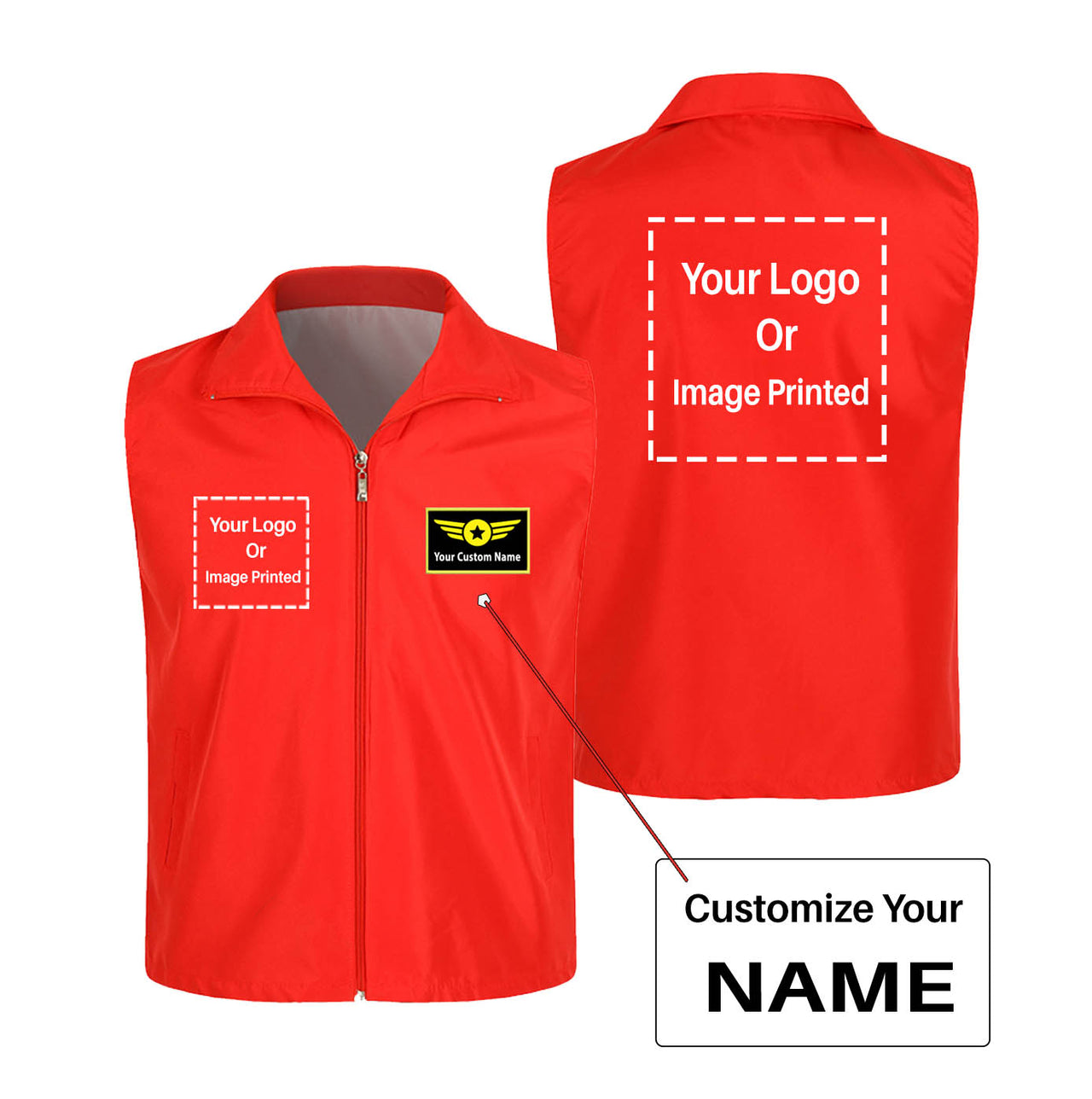 Custom Name with DOUBLE LOGO Designed Thin Style Vests
