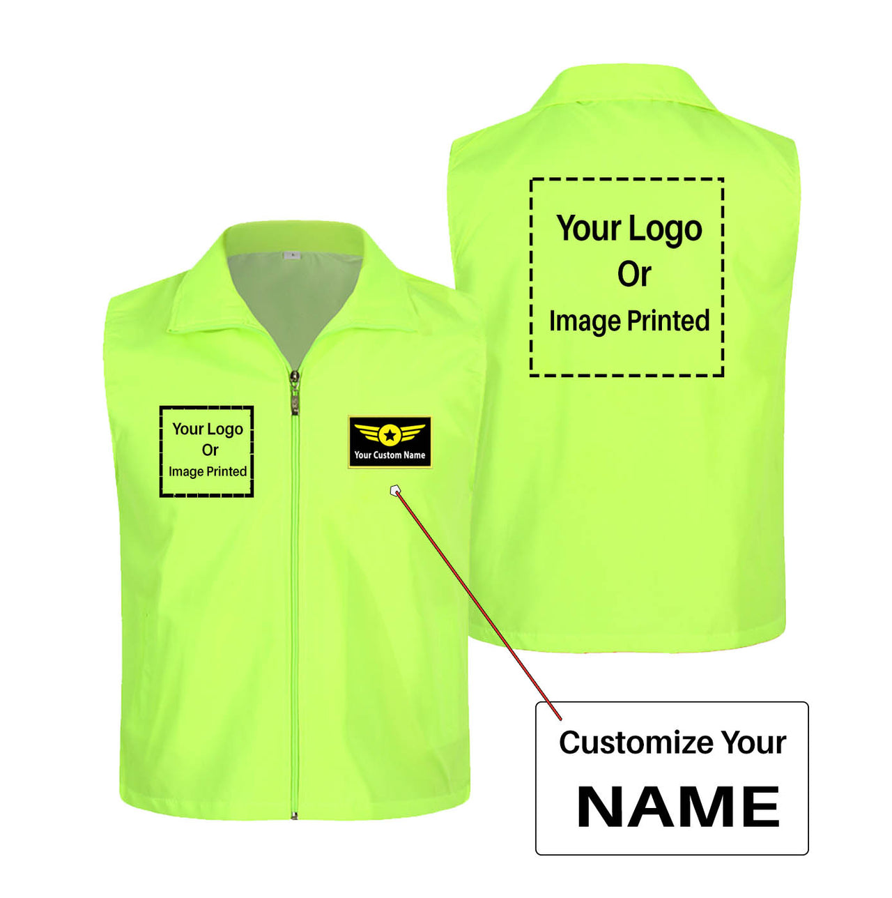 Custom Name with DOUBLE LOGO Designed Thin Style Vests