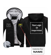 Thumbnail for Double-Side Logos + Name (Special Badge) Designed Zipped Sweatshirts