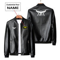 Thumbnail for Drone Silhouette Designed PU Leather Jackets