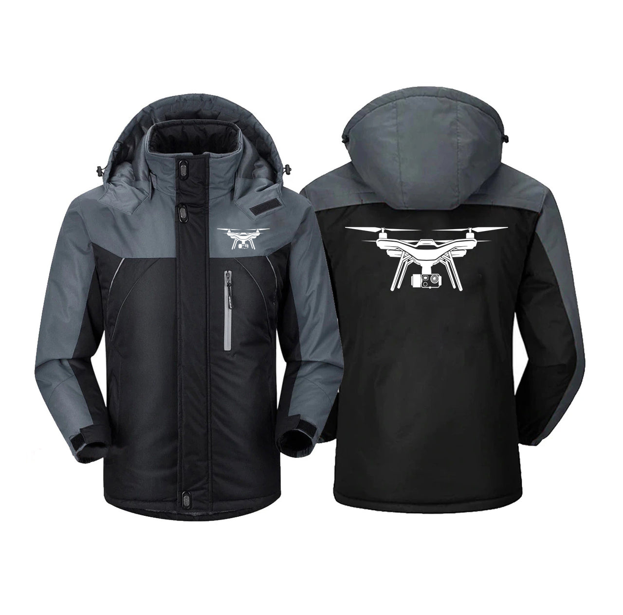Drone Silhouette Designed Thick Winter Jackets