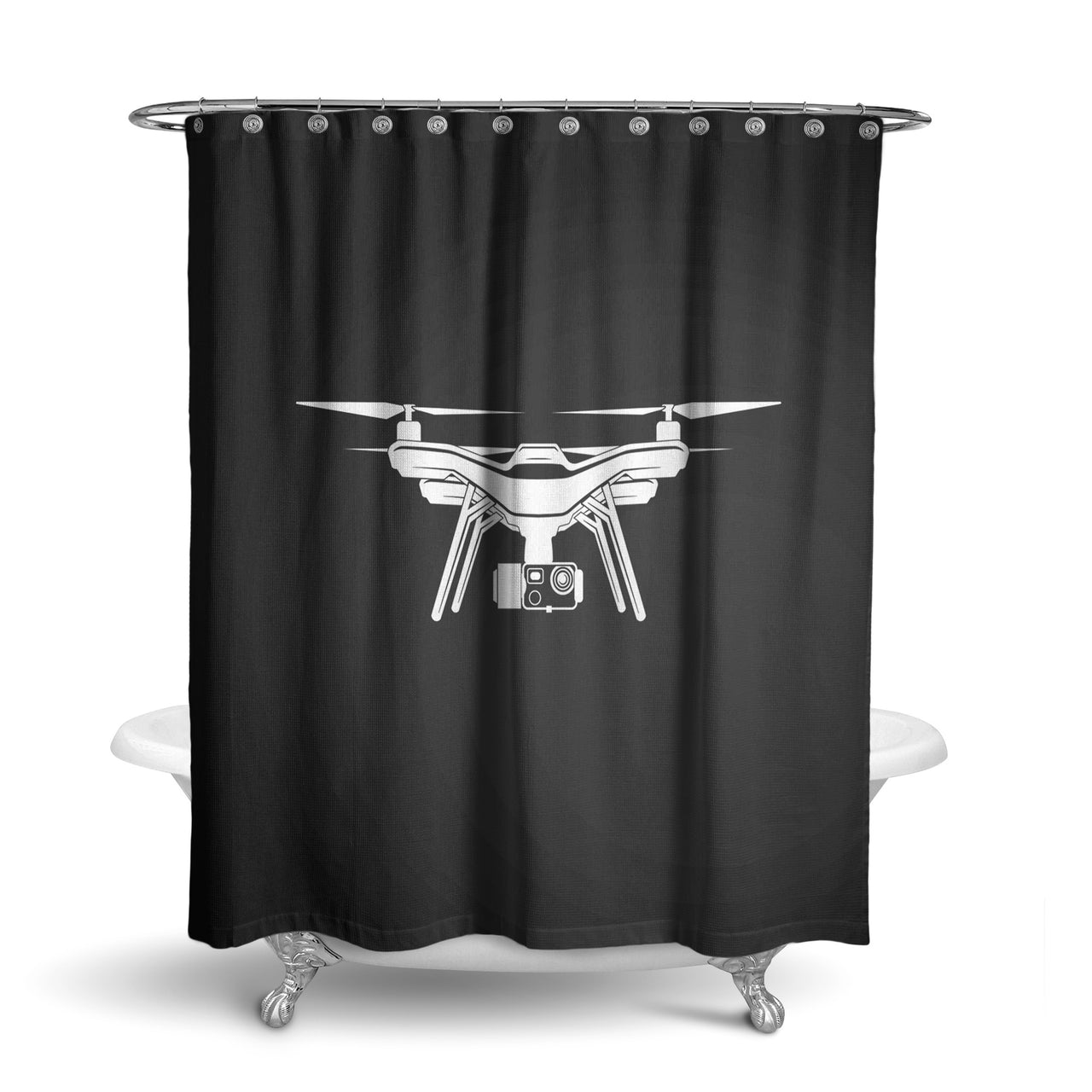 Drone Silhouette Designed Shower Curtains