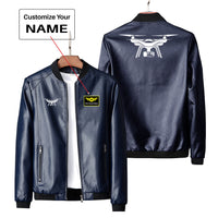 Thumbnail for Drone Silhouette Designed PU Leather Jackets