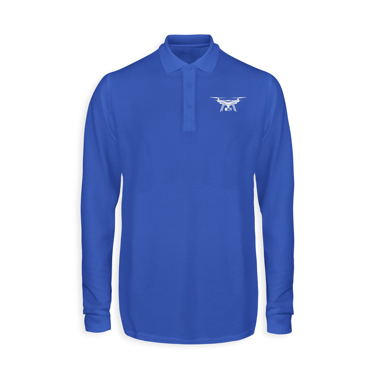 Drone Silhouette Designed Long Sleeve Polo T-Shirts