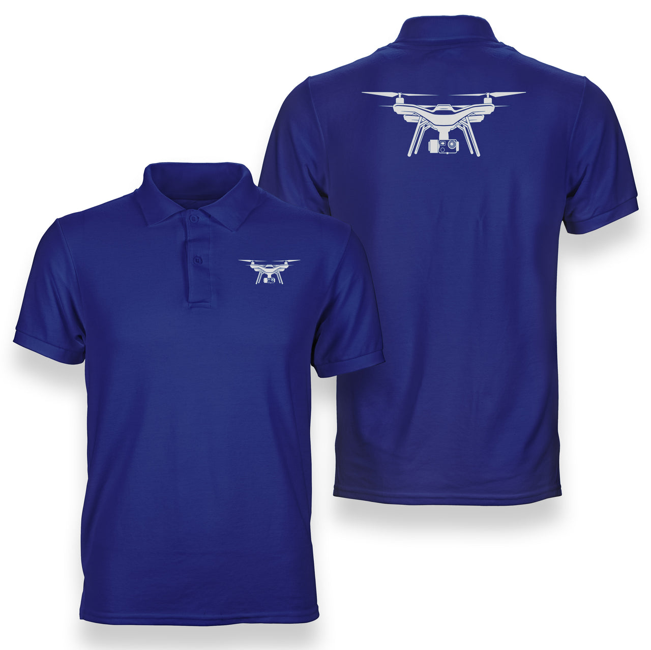 Drone Silhouette Designed Double Side Polo T-Shirts