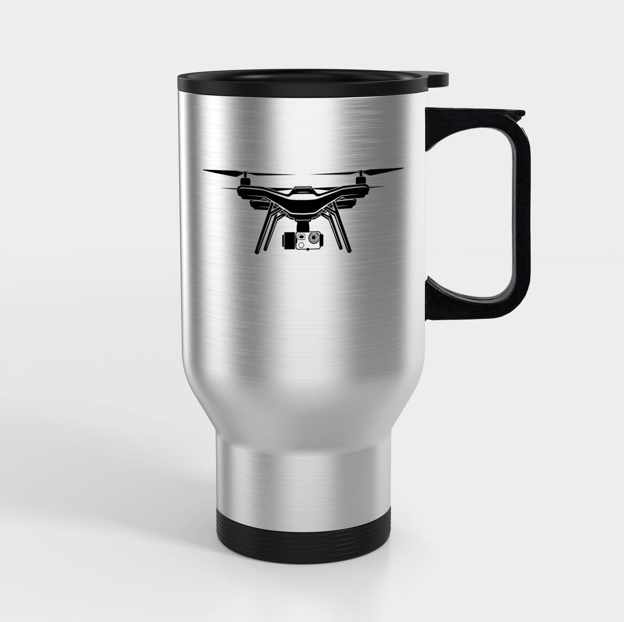 Drone Silhouette Designed Travel Mugs (With Holder)