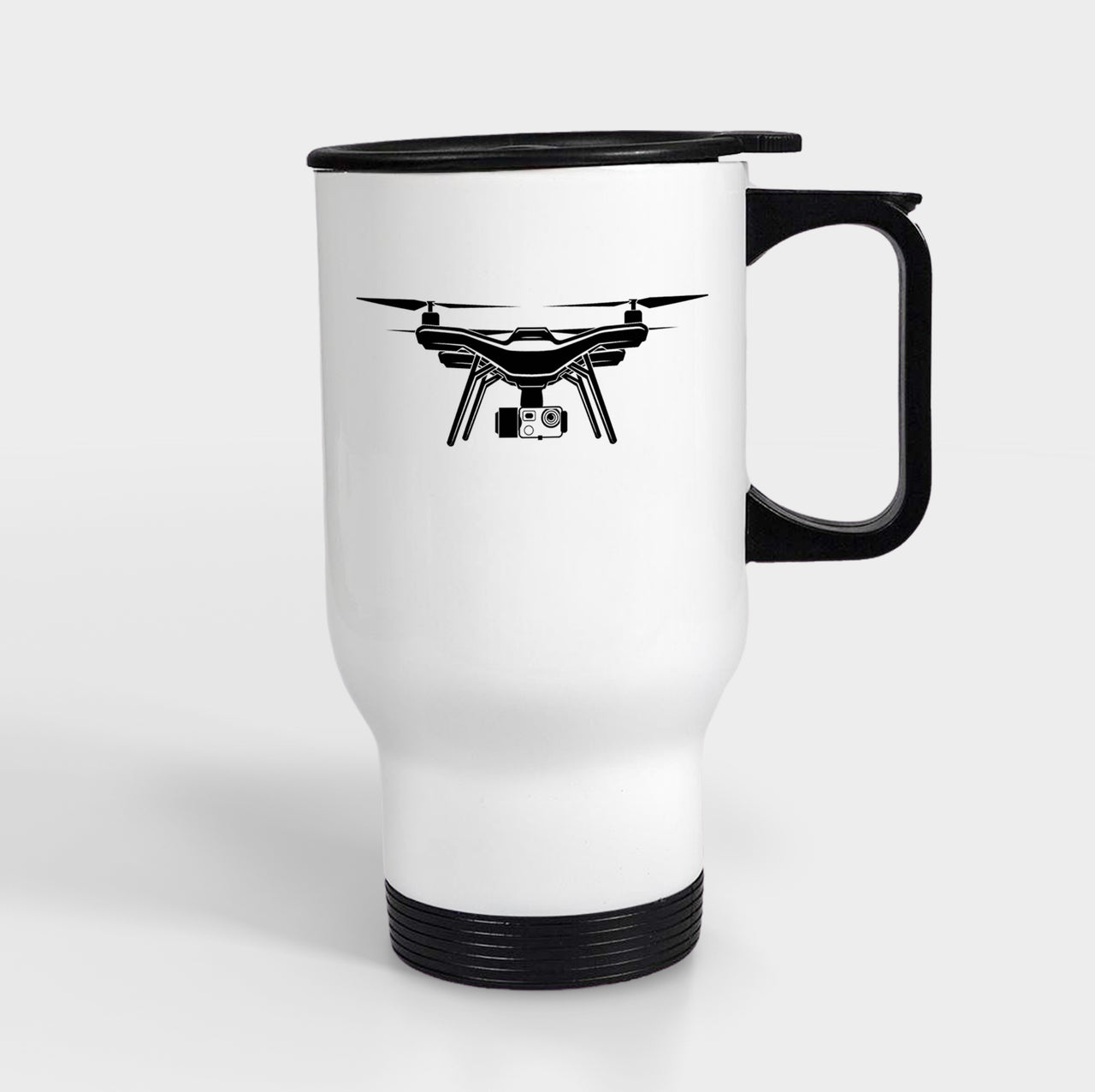 Drone Silhouette Designed Travel Mugs (With Holder)