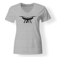 Thumbnail for Drone Silhouette Designed V-Neck T-Shirts