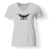 Thumbnail for Drone Silhouette Designed V-Neck T-Shirts