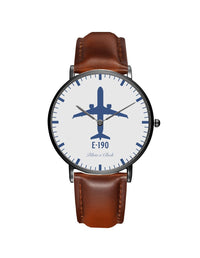 Thumbnail for Embraer E190 Leather Strap Watches Pilot Eyes Store Black & Brown Leather Strap 