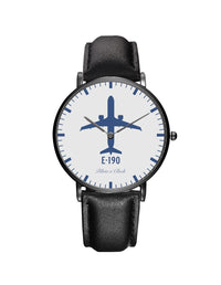 Thumbnail for Embraer E190 Leather Strap Watches Pilot Eyes Store Black & Black Leather Strap 