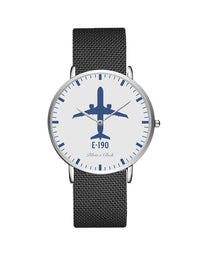 Thumbnail for Embraer E190 Stainless Steel Strap Watches Pilot Eyes Store Silver & Black Stainless Steel Strap 