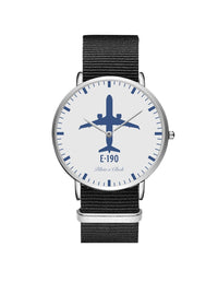 Thumbnail for Embraer E190 Leather Strap Watches Pilot Eyes Store Silver & Black Nylon Strap 