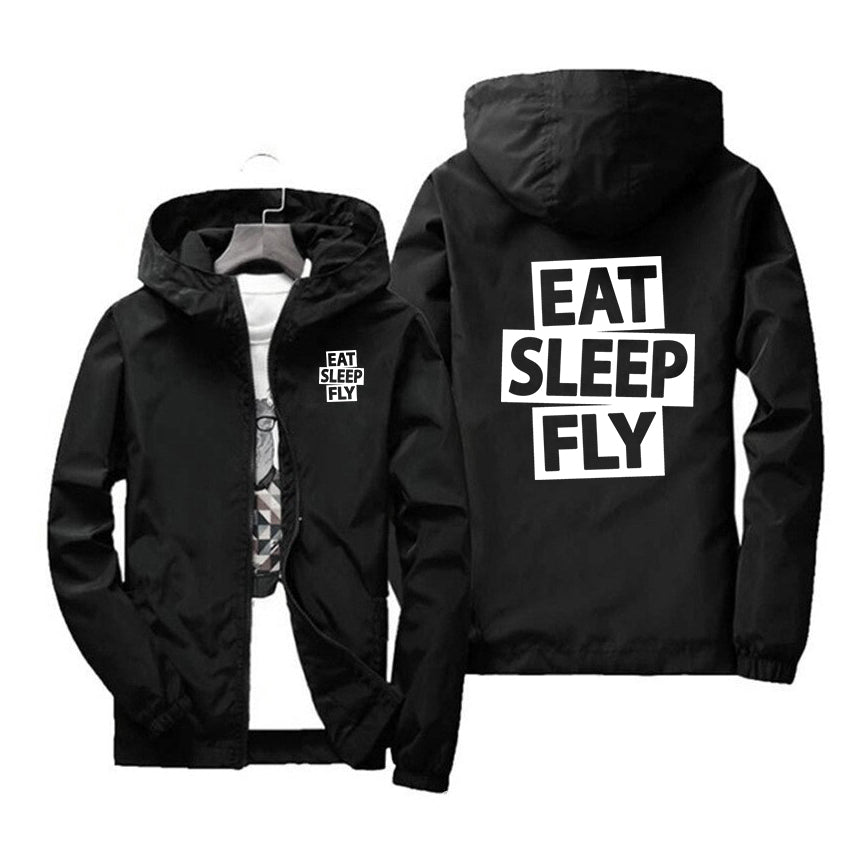 Eat Sleep Fly Designed Windbreaker Jackets