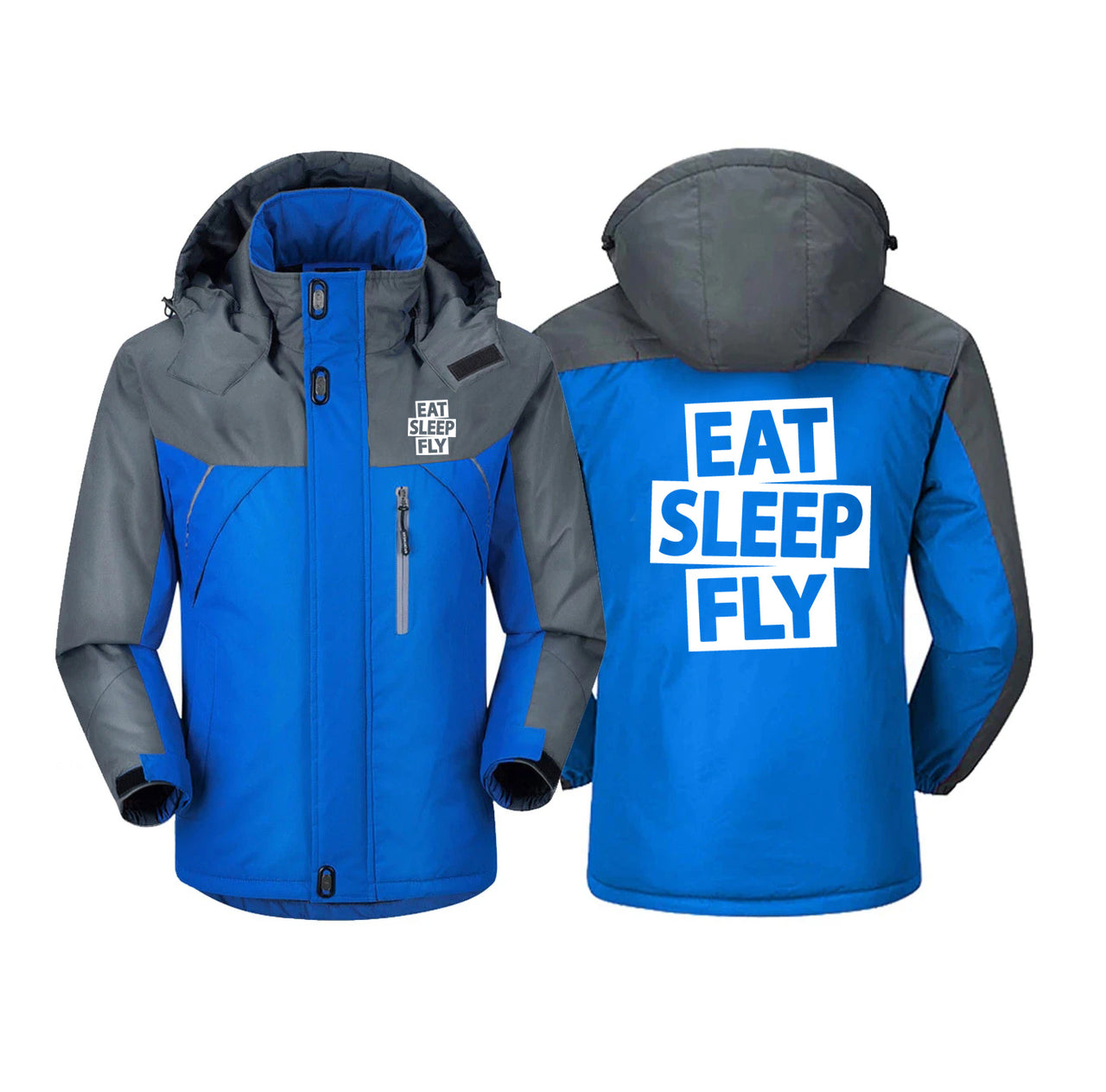 Eat Sleep Fly Designed Thick Winter Jackets