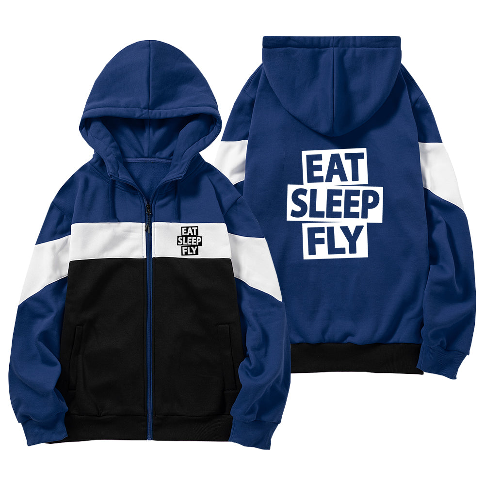 Eat Sleep Fly Designed Colourful Zipped Hoodies