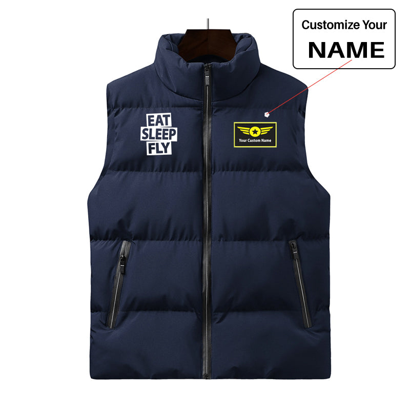 Eat Sleep Fly Designed Puffy Vests