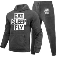 Thumbnail for Eat Sleep Fly Designed Hoodies & Sweatpants Set