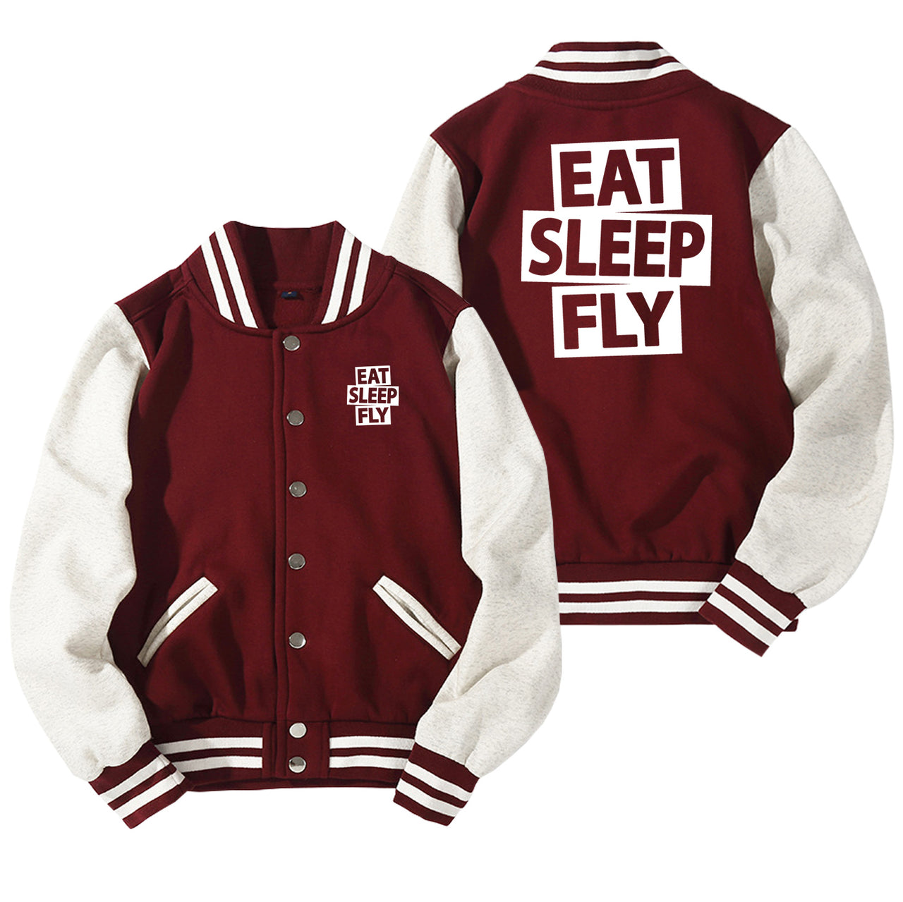 Eat Sleep Fly Designed Baseball Style Jackets