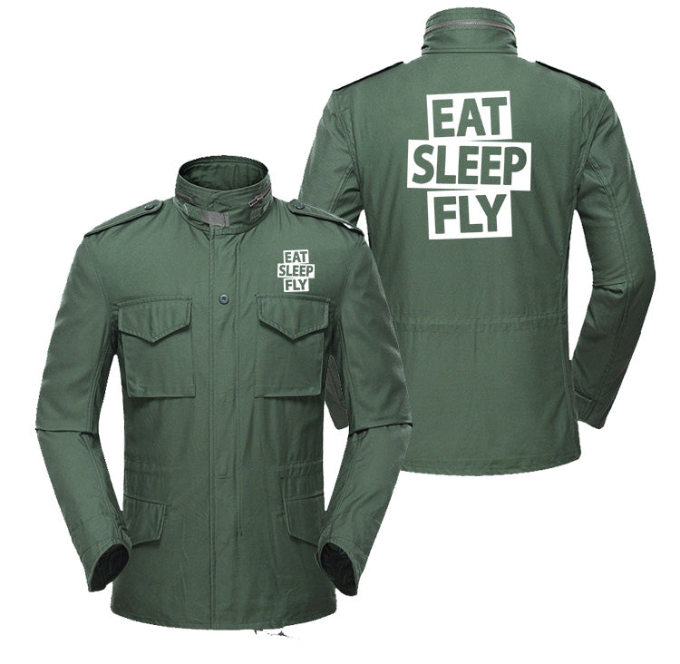 Eat Sleep Fly Designed Military Coats