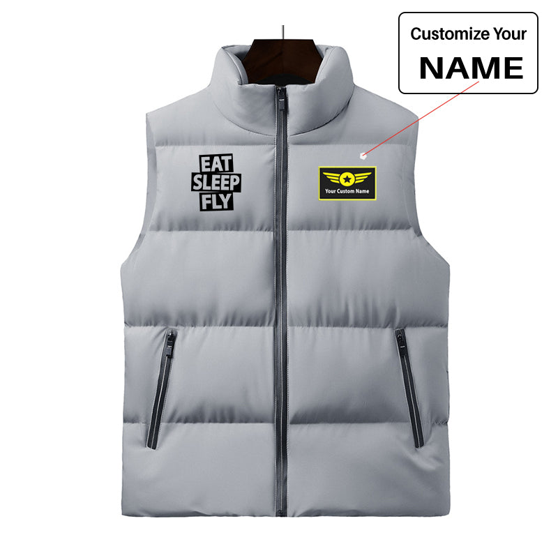 Eat Sleep Fly Designed Puffy Vests
