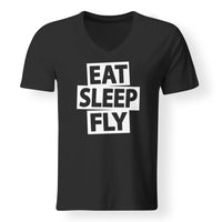 Thumbnail for Eat Sleep Fly Designed V-Neck T-Shirts