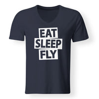 Thumbnail for Eat Sleep Fly Designed V-Neck T-Shirts