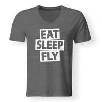 Thumbnail for Eat Sleep Fly Designed V-Neck T-Shirts